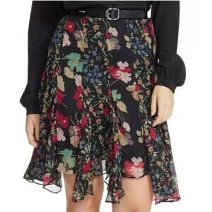 Ralph Lauren LRL Fairy Grunge Dark Floral Godet Skirt 12 Feminine Whimsigoth